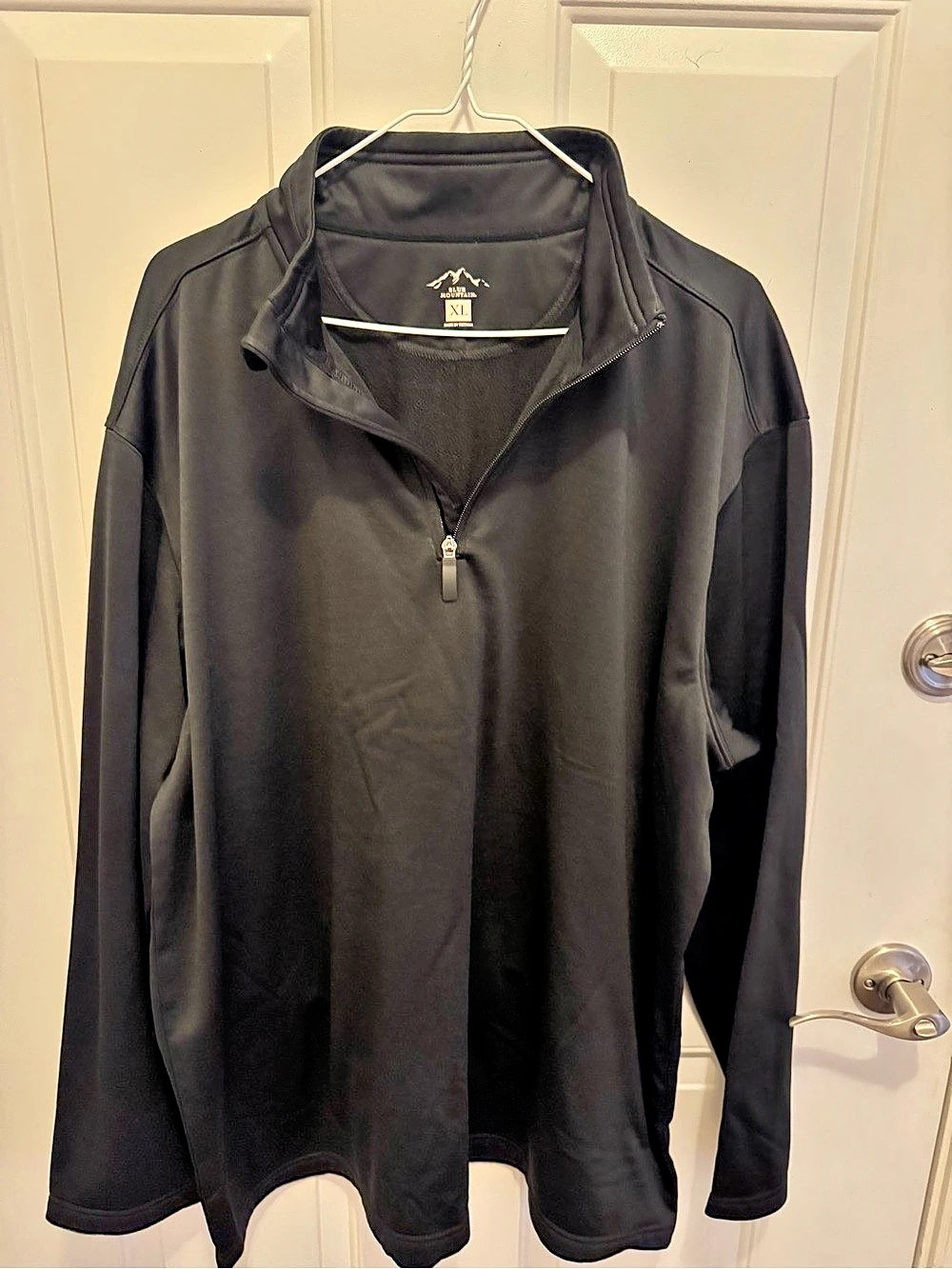 Blue Mountain Men's Quarter Zip Pullover Fleece Black XL